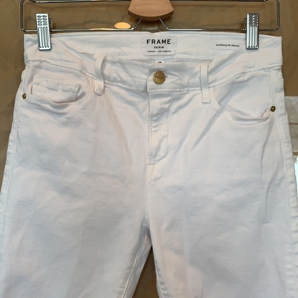 Frame Denim | White Le Skinny de Jeanne Raw Stagger Hem Jeans Classic Skinny 28 - Picture 3 of 16